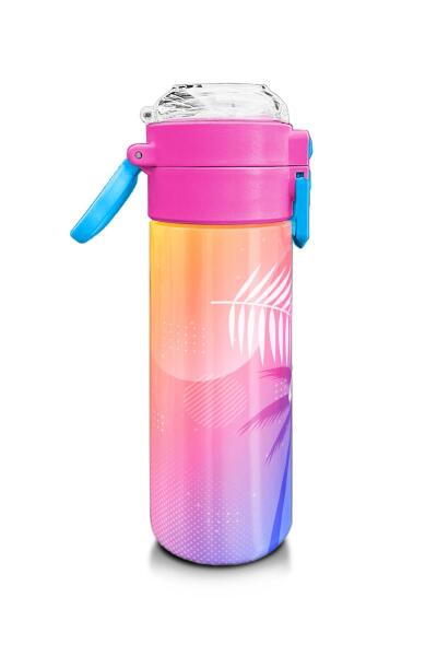Coral High Kids Lavanta Pembe Flamingo Desenli Pipetli ve Direkt İçim Çelik Termos 500 ml 31921 - 2