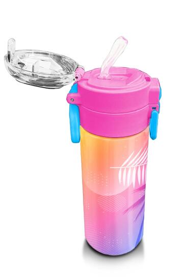 Coral High Kids Lavanta Pembe Flamingo Desenli Pipetli ve Direkt İçim Çelik Termos 500 ml 31921 - 5
