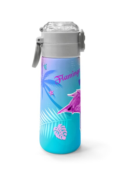 Coral High Kids Lavanta Pembe Flamingo Desenli Pipetli ve Direkt İçim Çelik Termos 500 ml 31921 - 2