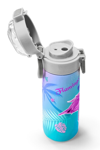 Coral High Kids Lavanta Pembe Flamingo Desenli Pipetli ve Direkt İçim Çelik Termos 500 ml 31921 - 6