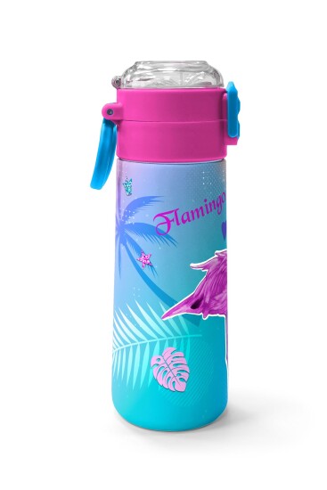 Coral High Kids Lavanta Pembe Flamingo Desenli Pipetli ve Direkt İçim Çelik Termos 500 ml 31921 - 2