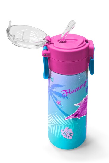 Coral High Kids Lavanta Pembe Flamingo Desenli Pipetli ve Direkt İçim Çelik Termos 500 ml 31921 - 5