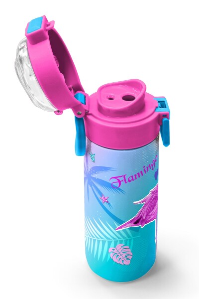 Coral High Kids Lavanta Pembe Flamingo Desenli Pipetli ve Direkt İçim Çelik Termos 500 ml 31921 - 6