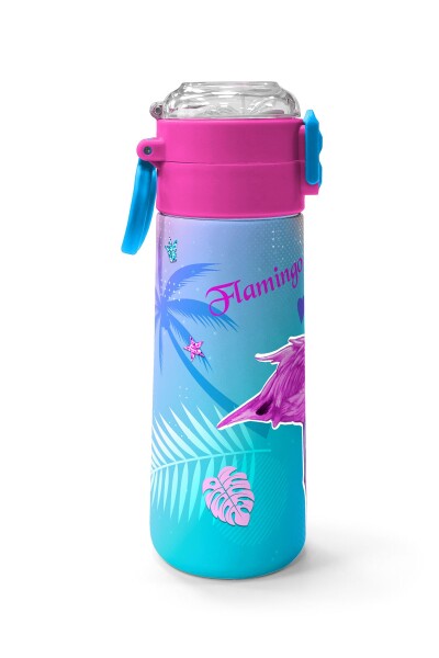 Coral High Kids Lavanta Pembe Flamingo Desenli Pipetli ve Direkt İçim Çelik Termos 500 ml 31921 - 2