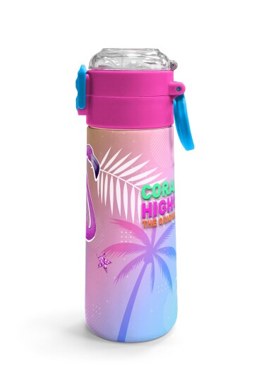 Coral High Kids Lavanta Pembe Flamingo Desenli Pipetli ve Direkt İçim Çelik Termos 500 ml 31921 - 3