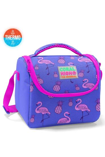 Coral High Kids Pembe Lavanta Flamingo Desenli Thermo Beslenme Çantası 11805 - Coral High KIDS