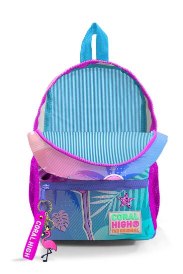 Minik Yuva Sırt Çantası Lavanta Pembe Flamingo Desenli İki Bölmeli 23505 - 3