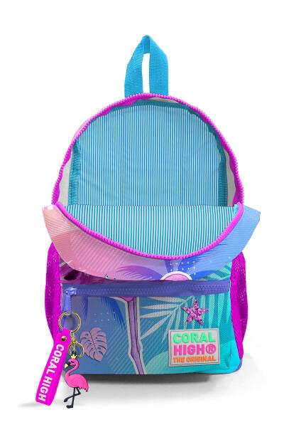 Minik Yuva Sırt Çantası Lavanta Pembe Flamingo Desenli İki Bölmeli 23505 - 3