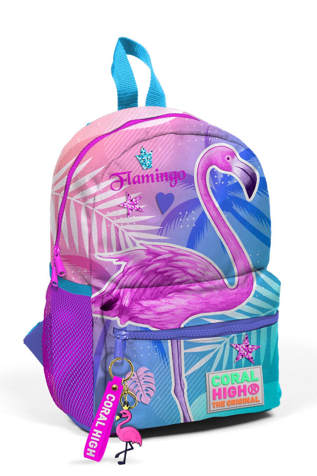 Minik Yuva Sırt Çantası Lavanta Pembe Flamingo Desenli İki Bölmeli  23505