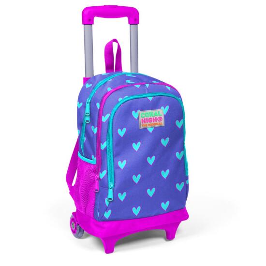 Coral High Kids Lavanta Pembe Kalp Desenli Çekçekli 3'lü Çanta Seti SET0123906 - 2