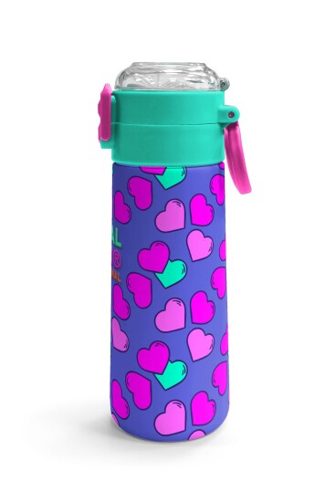 Coral High Kids Lavanta Pembe Kalp Desenli Pipetli ve Direkt İçim Çelik Termos 500 ml 31910 - 3