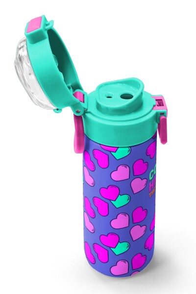 Coral High Kids Lavanta Pembe Kalp Desenli Pipetli ve Direkt İçim Çelik Termos 500 ml 31910 - 6