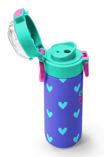 Coral High Kids Lavanta Pembe Kalp Desenli Pipetli ve Direkt İçim Çelik Termos 500 ml 31922 - 6