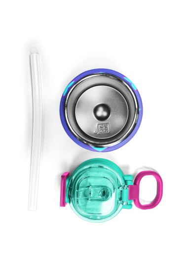Coral High Kids Lavanta Pembe Kalp Desenli Pipetli ve Direkt İçim Çelik Termos 500 ml 31922 - 7