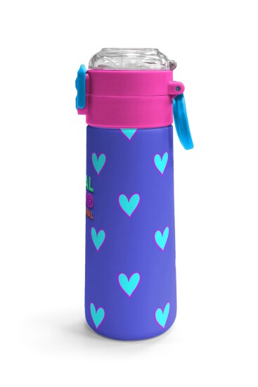 Coral High Kids Lavanta Pembe Kalp Desenli Pipetli ve Direkt İçim Çelik Termos 500 ml 31922 - 3