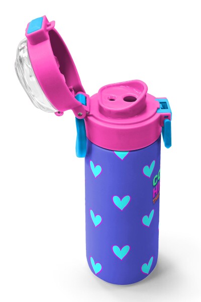Coral High Kids Lavanta Pembe Kalp Desenli Pipetli ve Direkt İçim Çelik Termos 500 ml 31922 - 6
