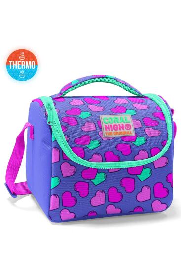 Coral High Kids Lavanta Pembe Kalp Desenli Thermo Beslenme Çantası 11702 - Coral High KIDS
