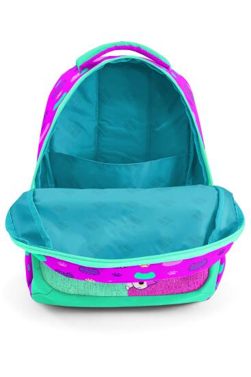 Coral High Kids Pembe Su Yeşili Kedi Desenli Simli Üç Bölmeli Okul Sırt Çantasıı 23490 - 3