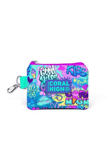 Coral High Kids Lavanta Su Yeşili Grafiti Desenli Bozuk Para Çantası 21859 - Coral High KIDS