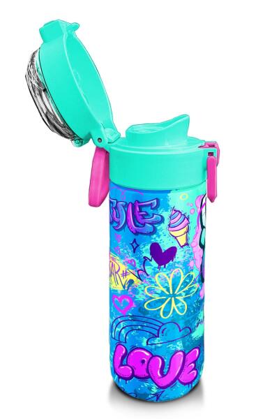 Coral High Kids Lavanta Su Yeşili Grafiti Desenli Pipetli ve Direkt İçim Çelik Termos 500 ml 31971 - 6