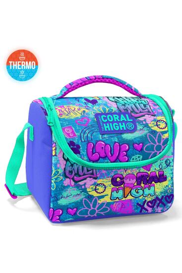 Coral High Kids Lavanta Su Yeşili Grafiti Desenli Thermo Beslenme Çantası 11827 - Coral High KIDS