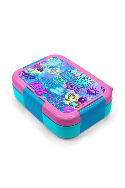 Coral High Kids Lavanta Su Yeşili Grafiti Desenli Paslanmaz Çelik Beslenme Kabı 39294 - 2