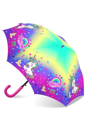 Coral High Kids Lavanta Su Yeşili Unicorn Desenli Çocuk Şemsiyesi 12662 - Coral High KIDS