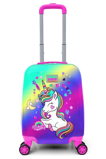 Coral High Kids Lavanta Su Yeşili Unicorn Desenli Çocuk Valizi 16701 - Coral High KIDS