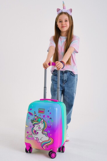 Coral High Kids Lavanta Su Yeşili Unicorn Desenli Çocuk Valizi 16701 - 2