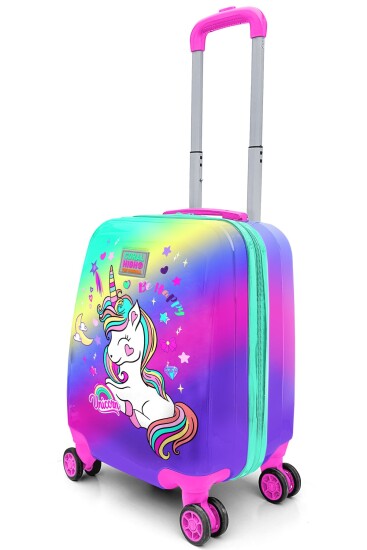 Coral High Kids Lavanta Su Yeşili Unicorn Desenli Çocuk Valizi 16701 - 3