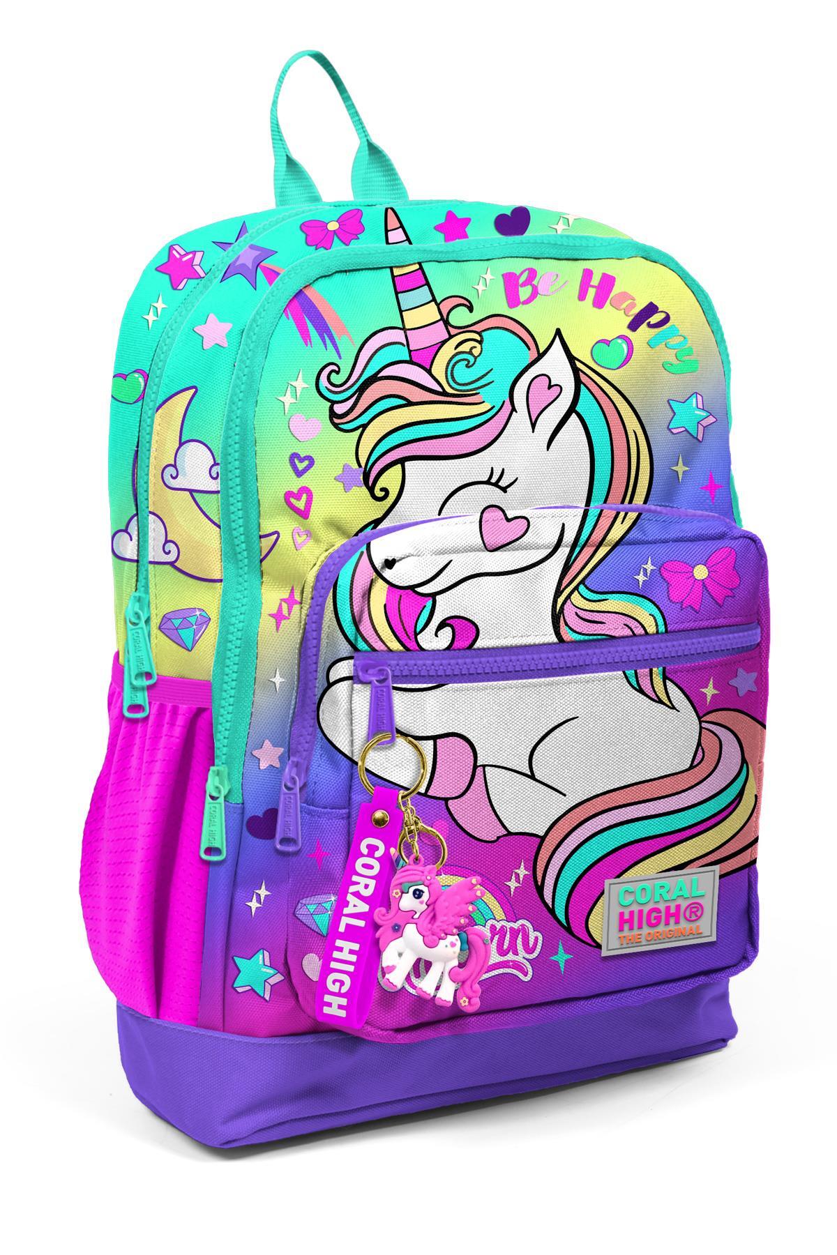 Coral High Kids Lavanta Su Yeşili Unicorn Desenli Dört Bölmeli