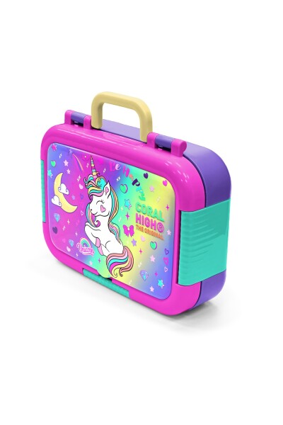 Coral High Kids Lavanta Su Yeşili Unicorn Desenli Paslanmaz Çelik Beslenme Kabı 39243 - 4