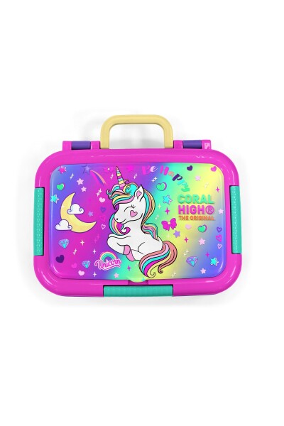 Coral High Kids Lavanta Su Yeşili Unicorn Desenli Paslanmaz Çelik Beslenme Kabı 39243 - 5
