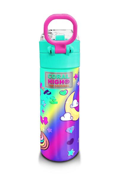 Coral High Kids Lavanta Su Yeşili Unicorn Desenli Pipetli ve Direkt İçim Çelik Termos 500 ml 31937 - 3
