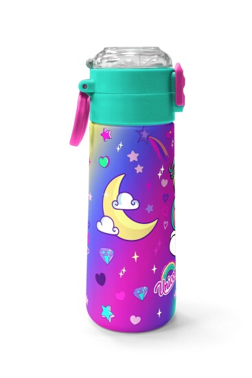 Coral High Kids Lavanta Su Yeşili Unicorn Desenli Pipetli ve Direkt İçim Çelik Termos 500 ml 31937 - 2