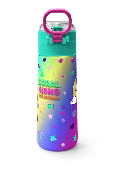 Coral High Kids Lavanta Su Yeşili Unicorn Desenli Pipetli ve Direkt İçim Çelik Termos 500 ml 31937 - 4
