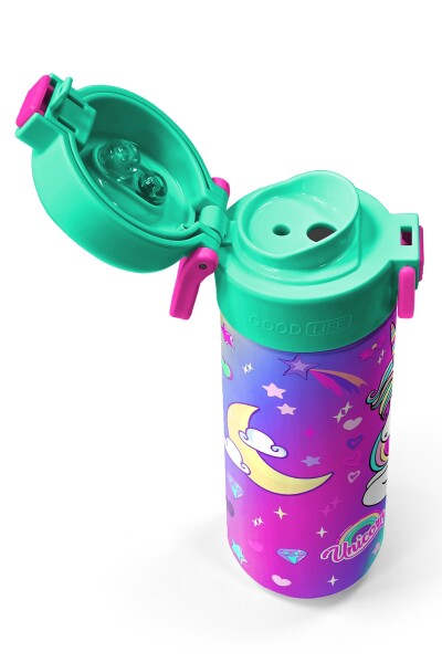 Coral High Kids Lavanta Su Yeşili Unicorn Desenli Pipetli ve Direkt İçim Çelik Termos 500 ml 31937 - 3