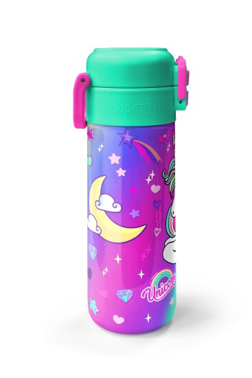 Coral High Kids Lavanta Su Yeşili Unicorn Desenli Pipetli ve Direkt İçim Çelik Termos 500 ml 31937 - 5