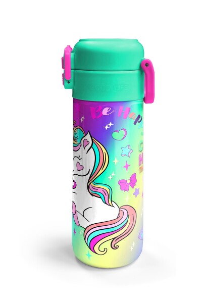 Coral High Kids Lavanta Su Yeşili Unicorn Desenli Pipetli ve Direkt İçim Çelik Termos 500 ml 31937 - 6