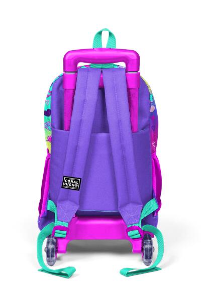 Coral High Kids Lavanta Su Yeşili Unicorn Desenli Üç Bölmeli Çekçekli Okul Sırt Çantası 23929 - 4
