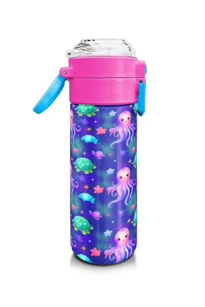 Coral High Kids Lavanta Turkuaz Deniz Temalı Pipetli ve Direkt İçim Çelik Termos 500 ml 31860 - 2