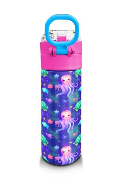 Coral High Kids Lavanta Turkuaz Deniz Temalı Pipetli ve Direkt İçim Çelik Termos 500 ml 31860 - 3