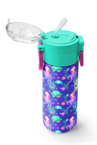 Coral High Kids Lavanta Turkuaz Deniz Temalı Pipetli ve Direkt İçim Çelik Termos 500 ml 31860 - 5