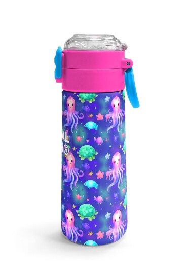 Coral High Kids Lavanta Turkuaz Deniz Temalı Pipetli ve Direkt İçim Çelik Termos 500 ml 31860 - 3
