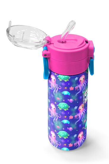 Coral High Kids Lavanta Turkuaz Deniz Temalı Pipetli ve Direkt İçim Çelik Termos 500 ml 31860 - 5