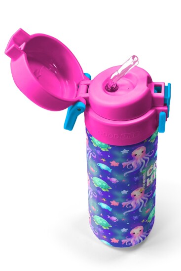 Coral High Kids Lavanta Turkuaz Deniz Temalı Pipetli ve Direkt İçim Çelik Termos 500 ml 31860 - 2