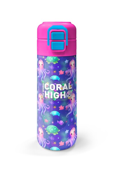 Coral High Kids Lavanta Turkuaz Deniz Temalı Pipetli ve Direkt İçim Çelik Termos 500 ml 31860 - 4