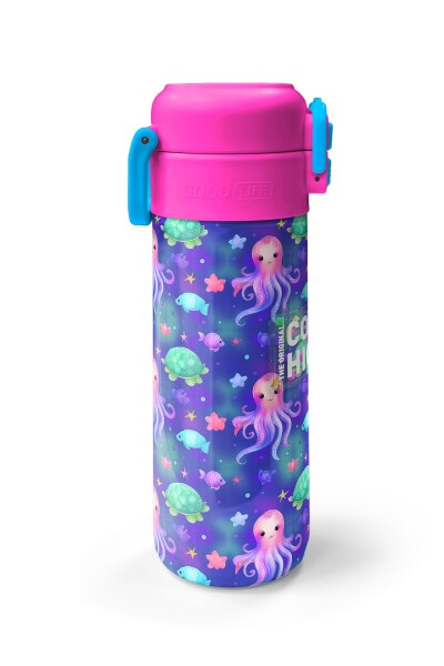 Coral High Kids Lavanta Turkuaz Deniz Temalı Pipetli ve Direkt İçim Çelik Termos 500 ml 31860 - 5