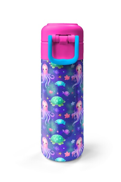 Coral High Kids Lavanta Turkuaz Deniz Temalı Pipetli ve Direkt İçim Çelik Termos 500 ml 31860 - 7