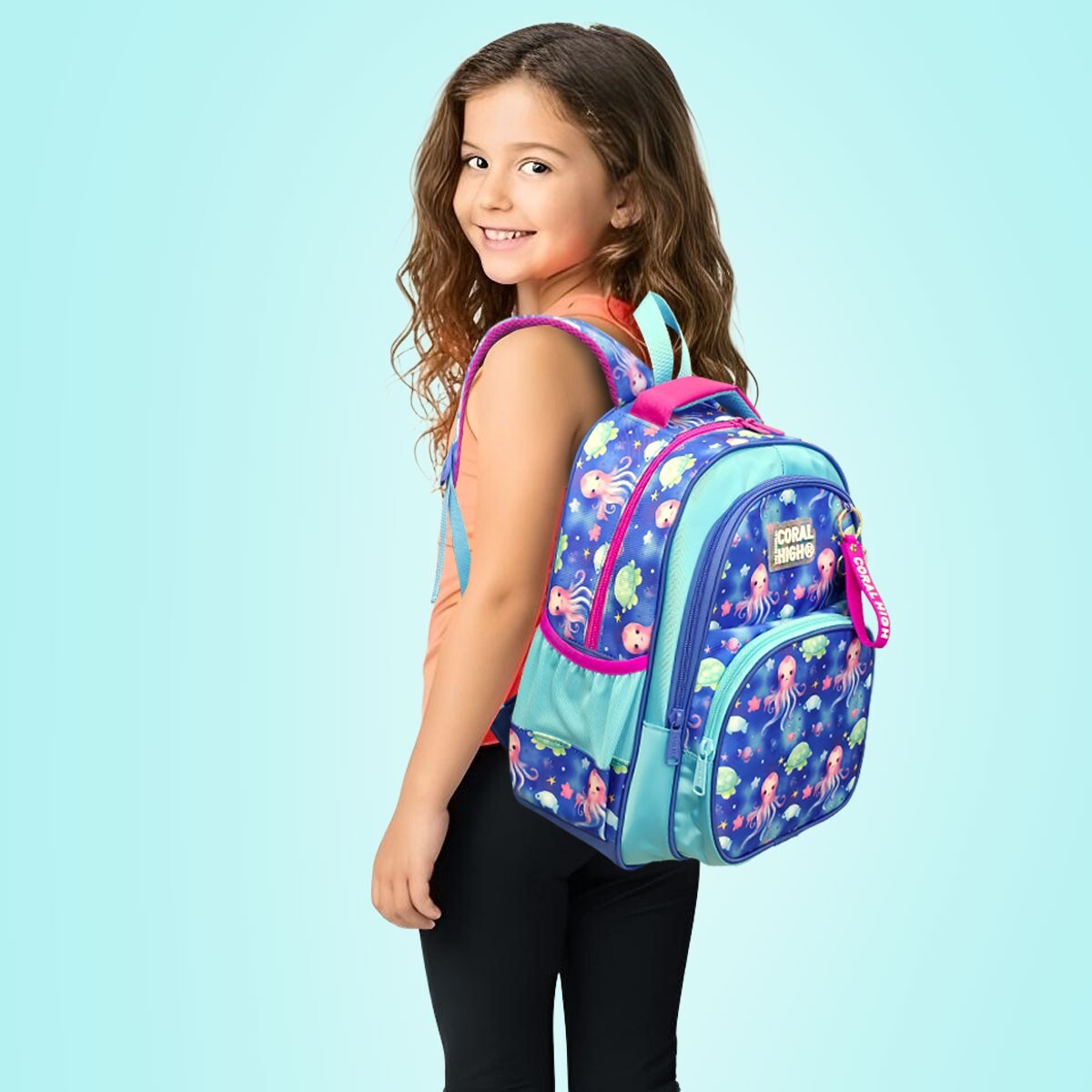 Coral High Kids Lavanta Turkuaz Deniz Temalı Üç Bölmeli Okul Sırt Çantası 14422 - Coral High